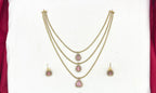 Premium Three layered AD Stones With Baby-Pink stone Necklace