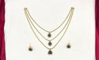 Premium Three layered AD Stones With purple stone Necklace