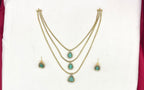 Premium Three layered AD Stones With Mint-green stone Necklace