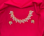 G.J polishing Beautifully designed peacock with Baby-pink stone Short Necklace