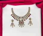 Victorian finishing floral elephant design with Red beads Short Necklace
