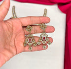 Victorian finishing floral elephant design with Red beads Short Necklace