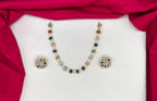 matte finishing Navratna multicolor stones floral design Short Necklace