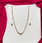 Matte finishing emerald and white American diamond Long Necklace