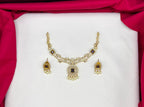 Matte finishing Purple stones with pearls short Necklace