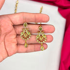 matte finishing peacock design multi stones Short Necklace
