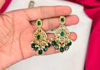 mate finishing peacock with Green stones Short Necklace