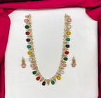 Navaratna American diamonds Long Haram Necklace