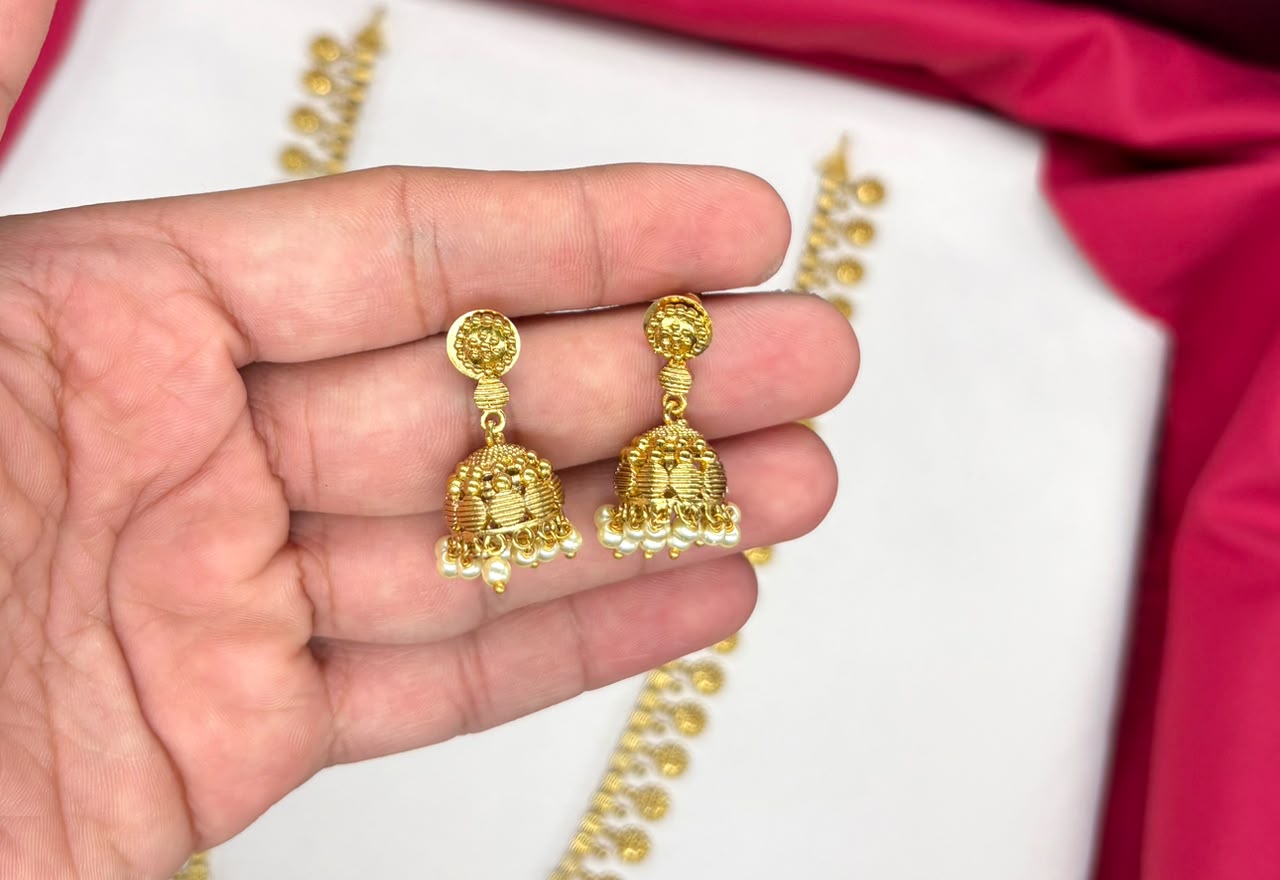 Matte finishing traditional temple features intricate coin motifs Long Necklace