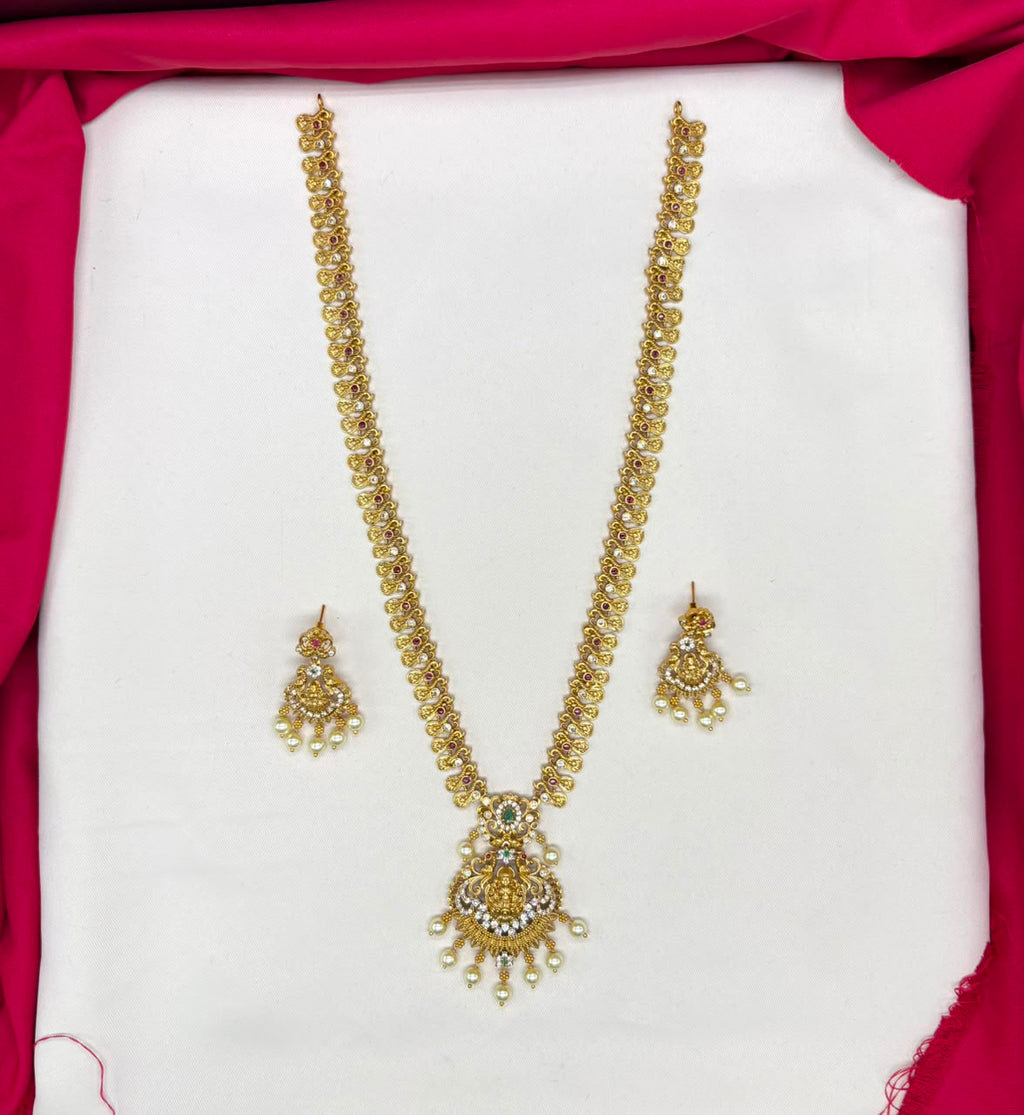 matte finishing Lord Lakshmi with multi colors Long necklace