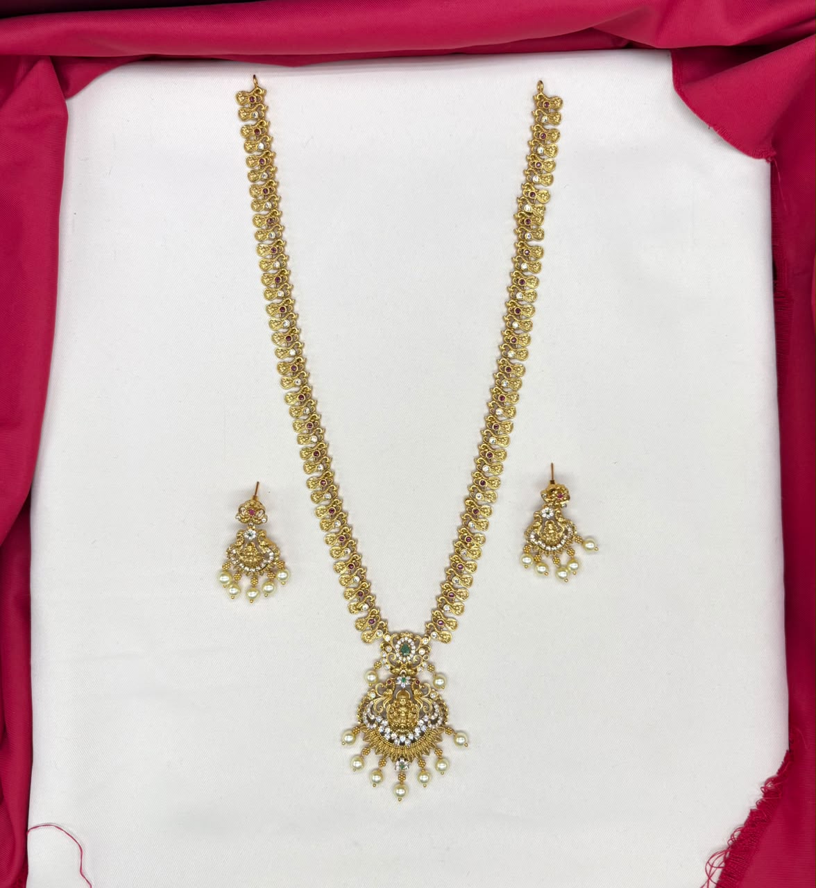 matte finishing Lord Lakshmi with multi colors Long necklace