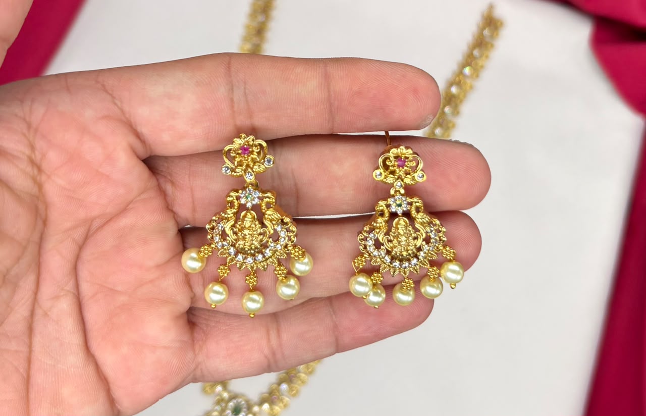 matte finishing Lord Lakshmi with multi colors Long necklace