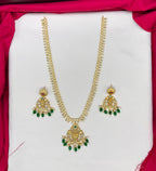 matte finishing small mango Green Beads design Long haram Necklace