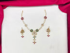matte finishing flower design with multi stone short Necklace