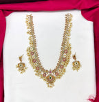 Matte finishing features intricate Kundan work pearl beads Long Harman