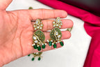 premium features intricate Green bead and prominent kundan stone Necklace