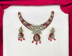 premium features intricate Red beads and prominent kundan stone Necklace