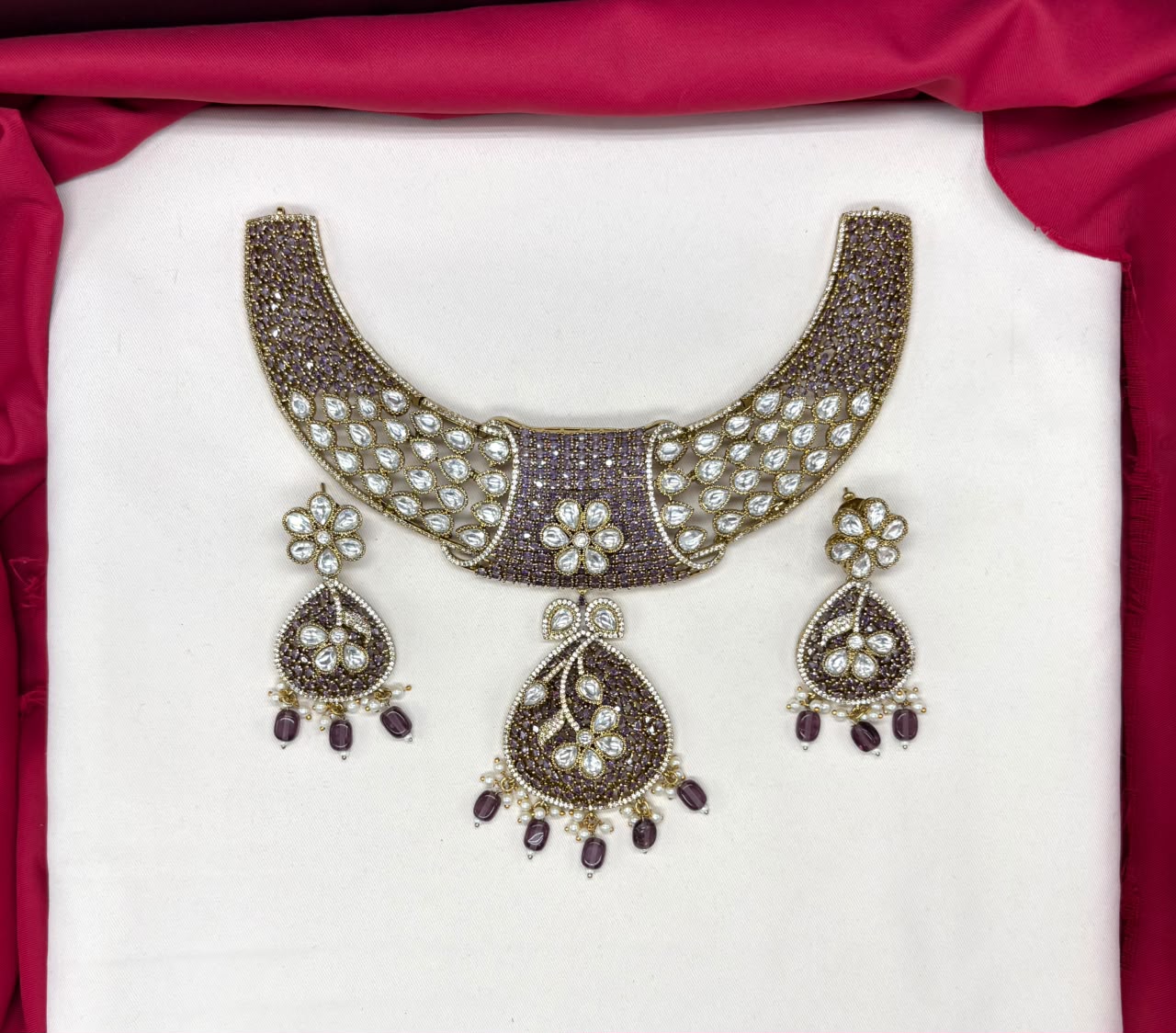 Premium Emerald Pristani Hasli Deep green stones Necklace