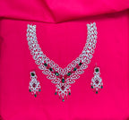 Sliver finishing American Diamond Multi-stones leaf design stones Necklace