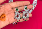 Sliver finishing American Diamond Multi-stones leaf design stones Necklace