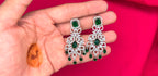 Sliver finishing American Diamond Green stones leaf design stones Necklace