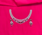 Silver finishing features white rhodium plated zircon with Multi-stones short Necklace