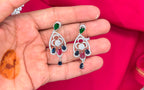 Silver finishing features white rhodium plated zircon with Multi-stones short Necklace