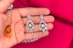 Silver finishing features white rhodium plated zircon with White stones short Necklace
