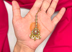 Jadau kundan finishing floral design with golden balls Maang Tikka