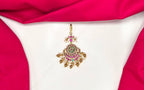 Jadau Kundan finishing floral design with golden balls Maang Tikka