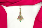 Jadau Kundan finishing Floral design green beads Maang Tikka