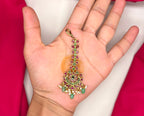 Jadau Kundan finishing Floral design green beads Maang Tikka