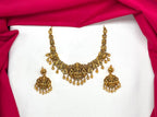 Premium Nakshi finishing Lord Lakshmi pendent with Golden balls Short Necklace