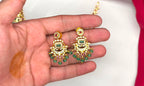 Nakshi finishing with Green Beads flower design Short Necklace