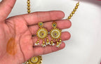 Nakshi finishing features intricate multicolored stones pearl accent Short Necklace