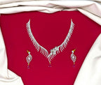 G.J finishing features rhodium-plated with Pink drop stones cubic zirconia short Necklace