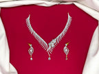 G.J finishing features rhodium-plated with White drop stones cubic zirconia short Necklace