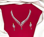 G.J finishing features rhodium with Mint-Green drop stones cubic zirconia short Necklace