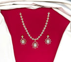 G.J finishing floral micro sparkling American diamond short Necklace .