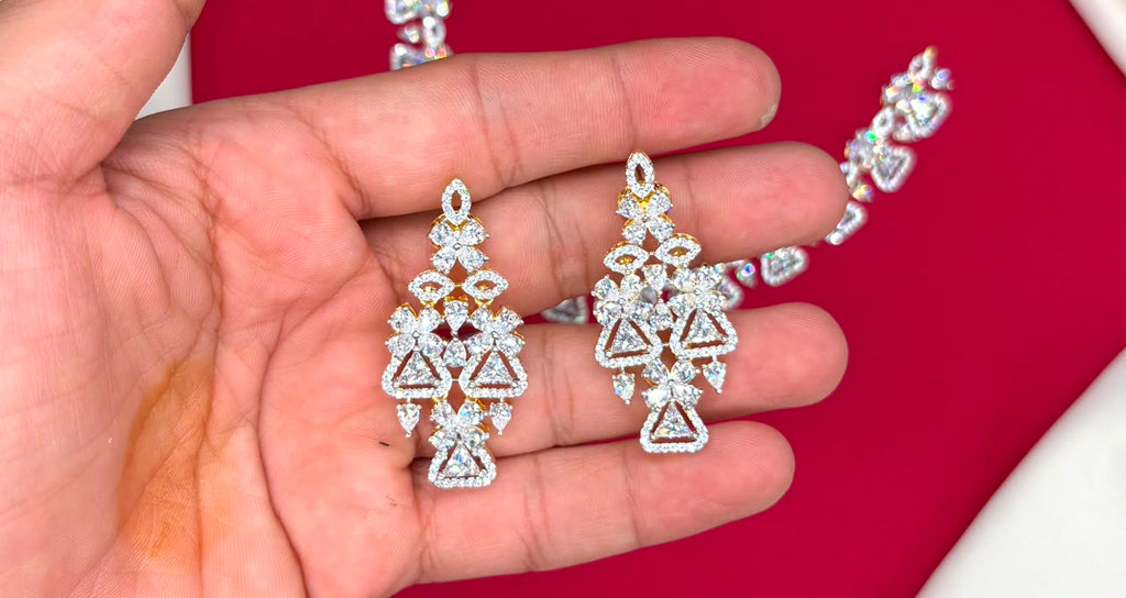 G.J finishing  American diamond with floral design short Necklace .