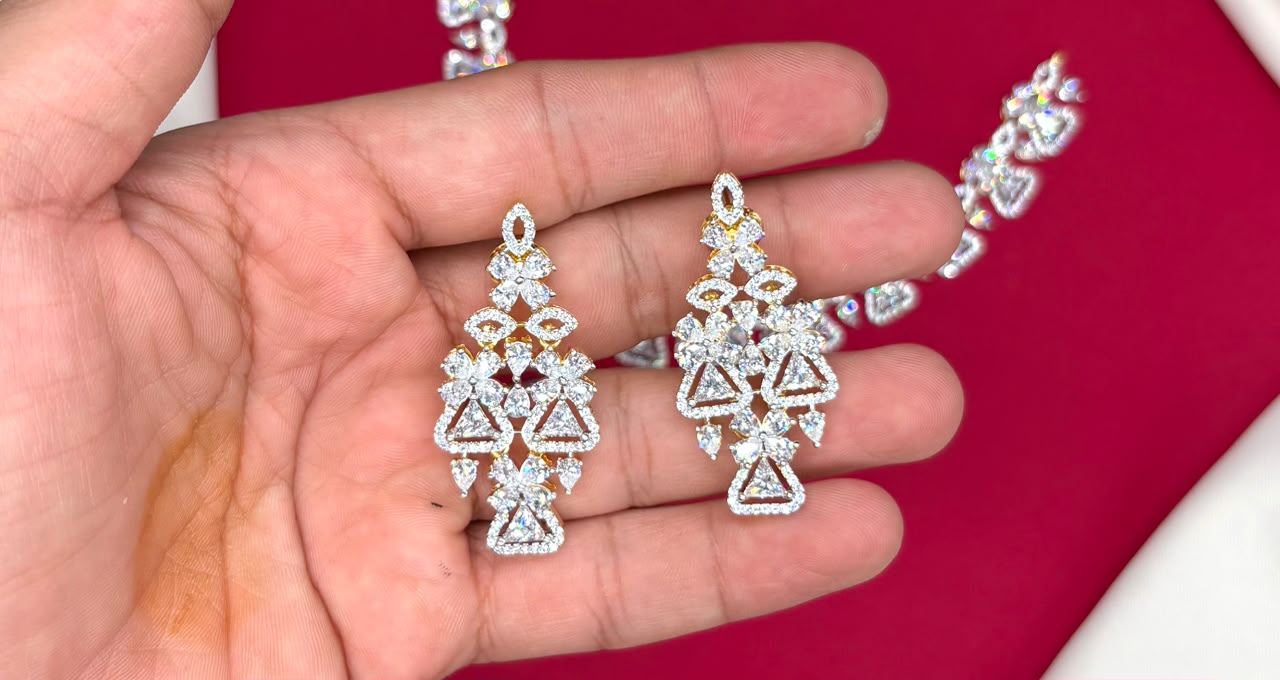 G.J finishing  American diamond with floral design short Necklace .