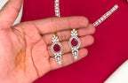G.J finishing emerald and Pink stone with tear-drop emerald pendant Short Necklace