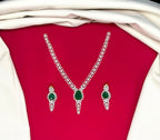 G.J finishing emerald and Green stone with tear-drop emerald pendant Short Necklace