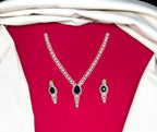 G.J finishing emerald and Blue stone with tear-drop emerald pendant Short Necklace
