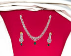 G.J finishing Uncut Diamonds with Green Drop Stone Short Necklace