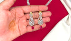 G.J finishing Uncut Diamonds with Pink Drop Stone Short Necklace