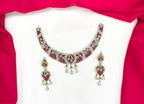 Luxury Victorian finish Red Stone Statement with Party Wear Necklace