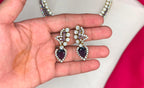 Premium emerald Purple stones American Diamond V-shaped design Necklace