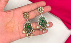 Premium Victorian AD kundan with small Green uncut diamond cubic zirconia Short Necklace