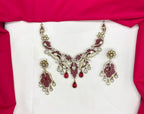 Premium Victorian AD kundan with small Pink uncut diamond cubic zirconia Short Necklace